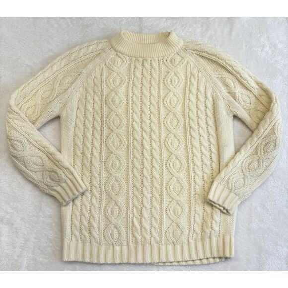 Vintage Wayne Taylor Cable Knit Ivory Irish Fisherman Sweater Harry Met Sally - Picture 1 of 8